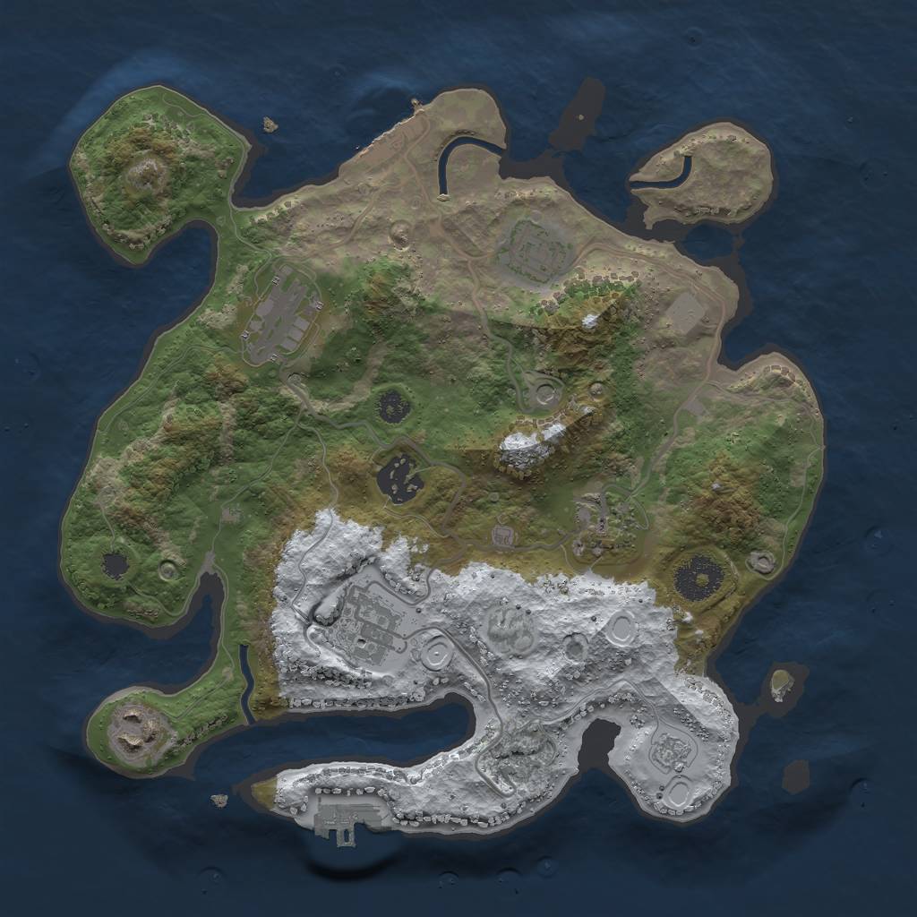 Rust Map: Procedural Map, Size: 3000, Seed: 1277464210, 15 Monuments