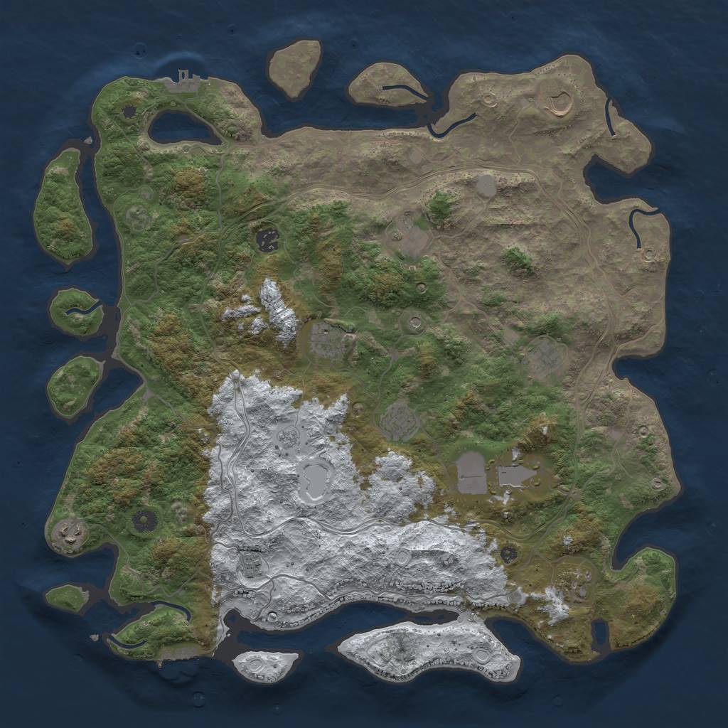 Rust Map: Procedural Map, Size: 4500, Seed: 55368598, 19 Monuments