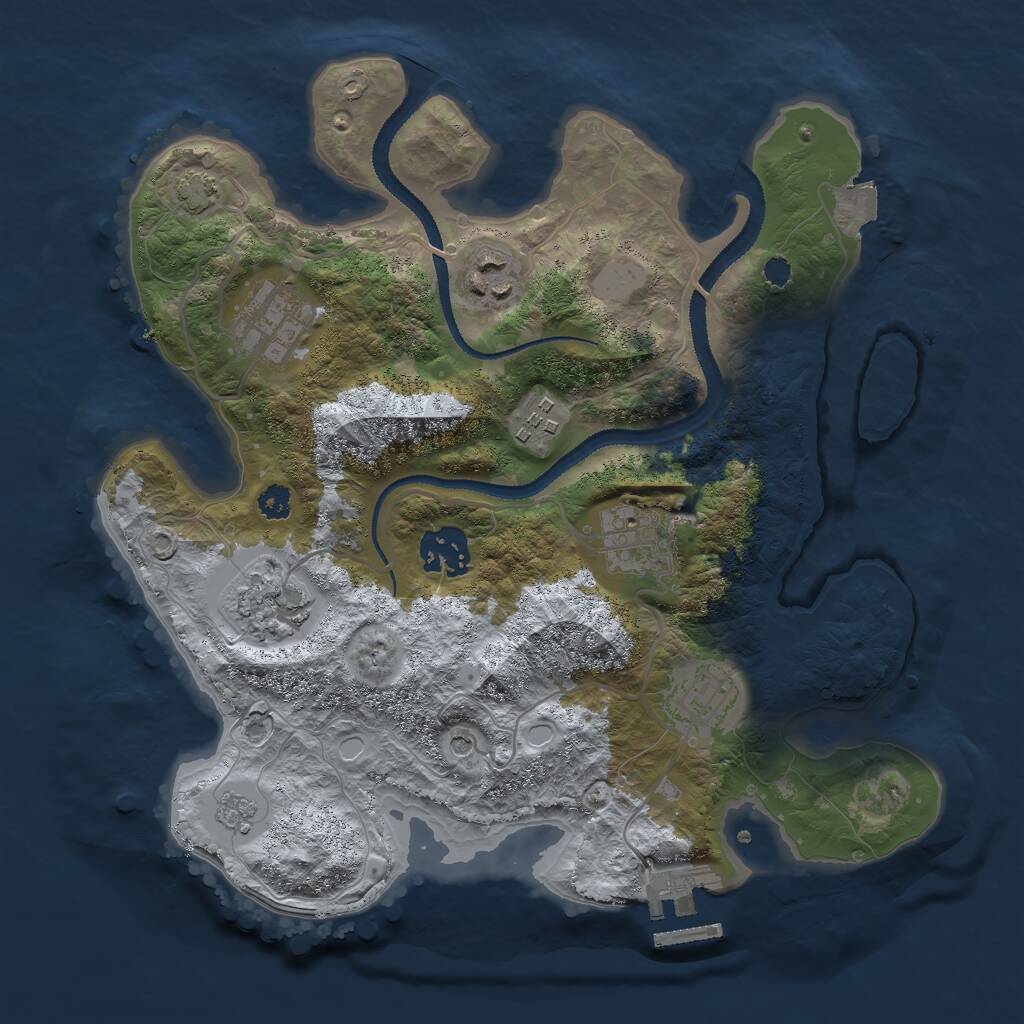 Rust Map: Procedural Map, Size: 3000, Seed: 74270, 12 Monuments