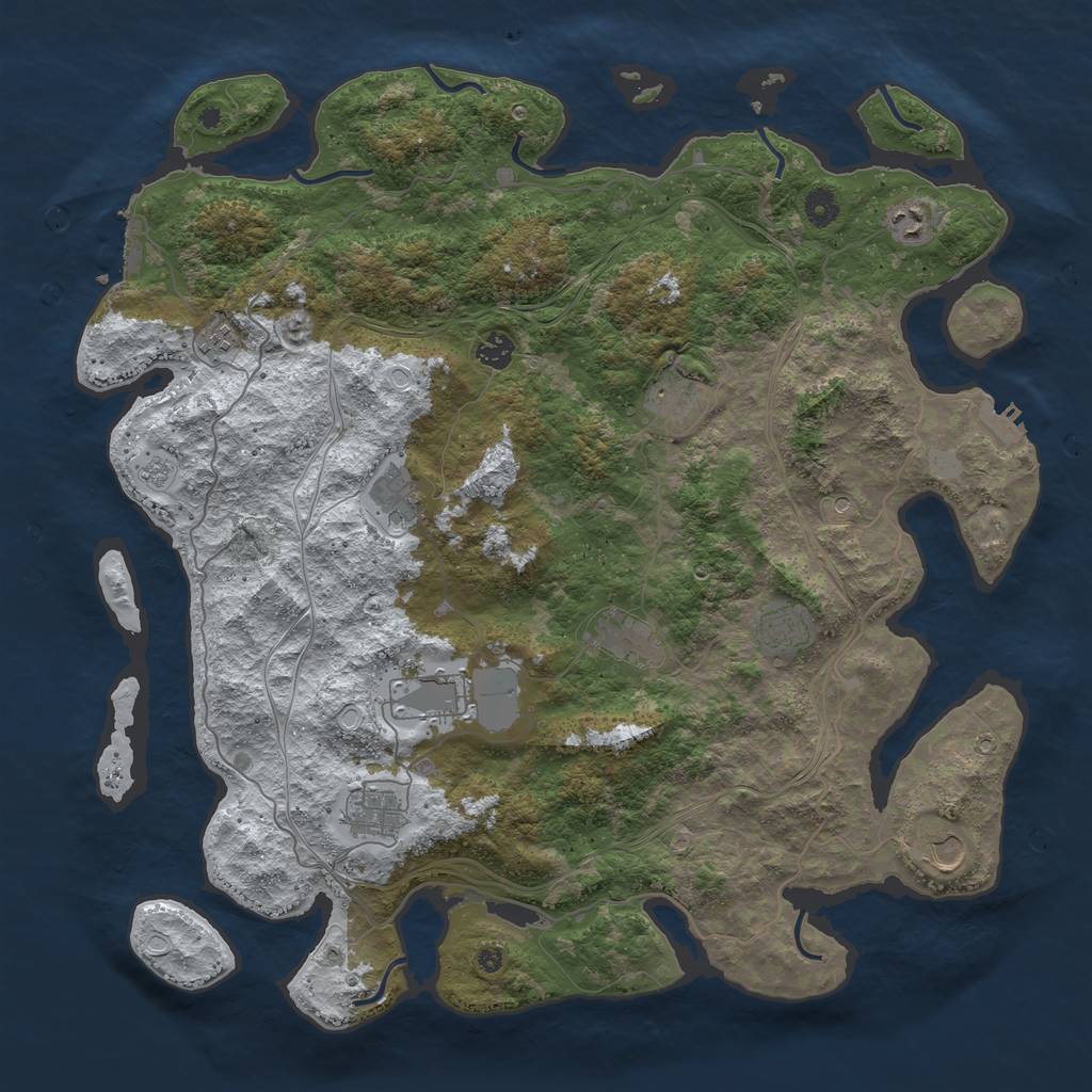 Rust Map: Procedural Map, Size: 4500, Seed: 2041769532, 19 Monuments