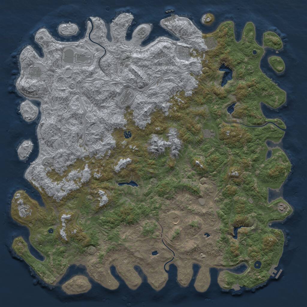 Rust Map: Procedural Map, Size: 6000, Seed: 54196, 17 Monuments