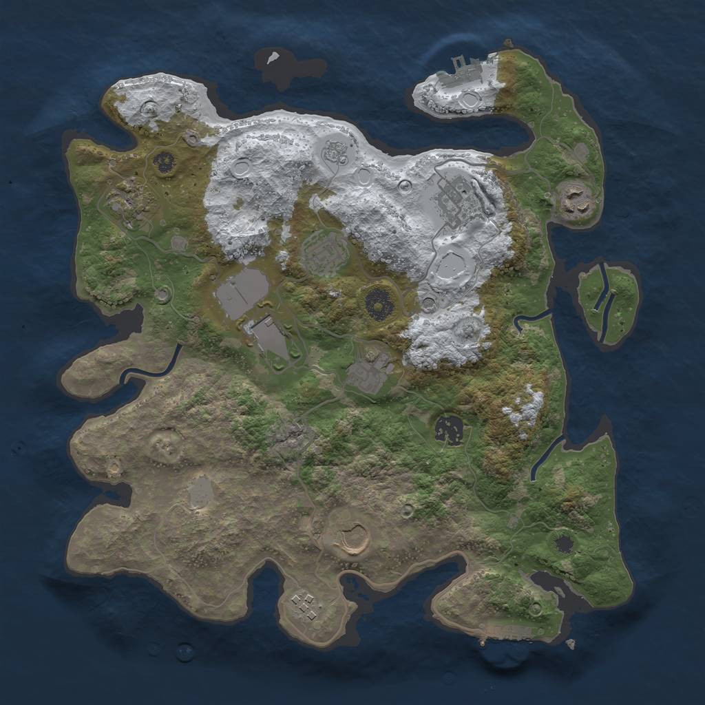 Rust Map: Procedural Map, Size: 3500, Seed: 1195949255, 18 Monuments