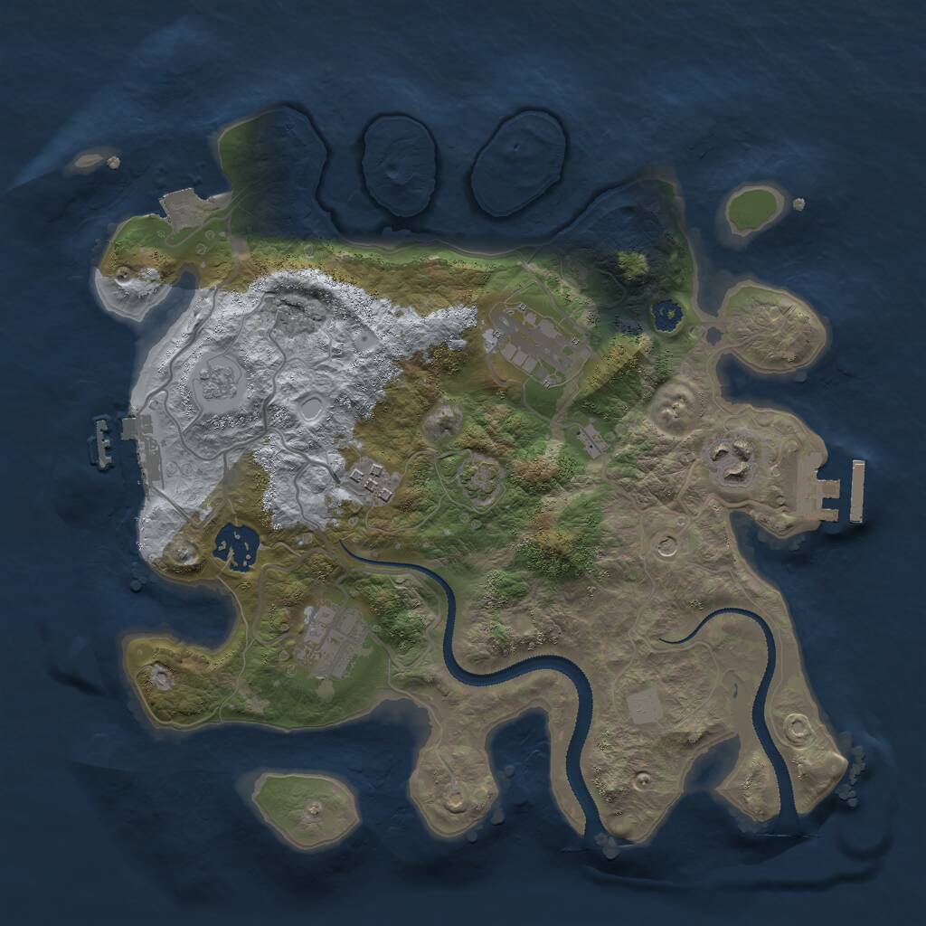 Rust Map: Procedural Map, Size: 3000, Seed: 1068185419, 11 Monuments