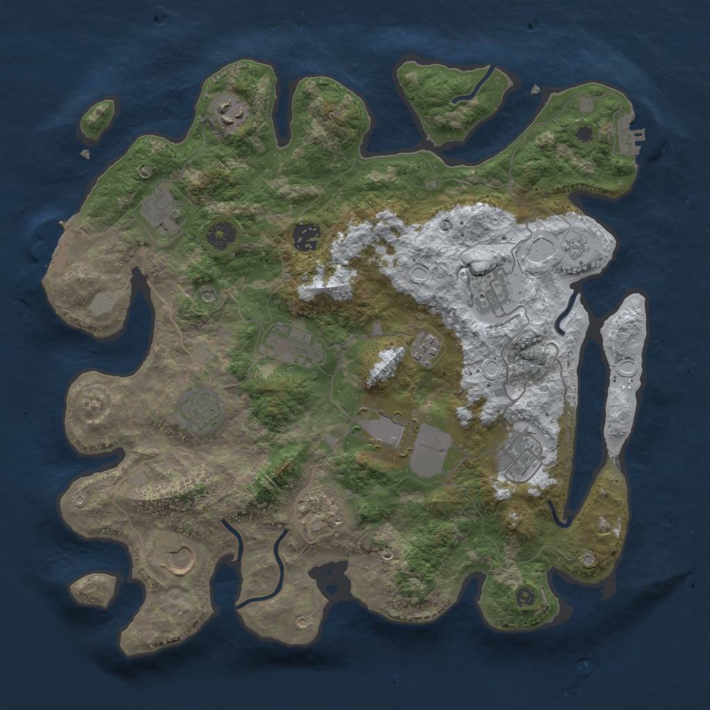 Rust Map: Procedural Map, Size: 3700, Seed: 1019476461, 20 Monuments
