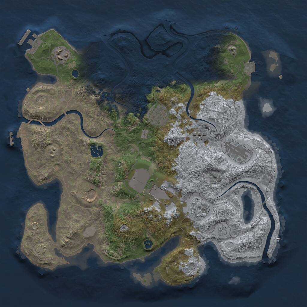 Rust Map: Procedural Map, Size: 3500, Seed: 553397388, 14 Monuments