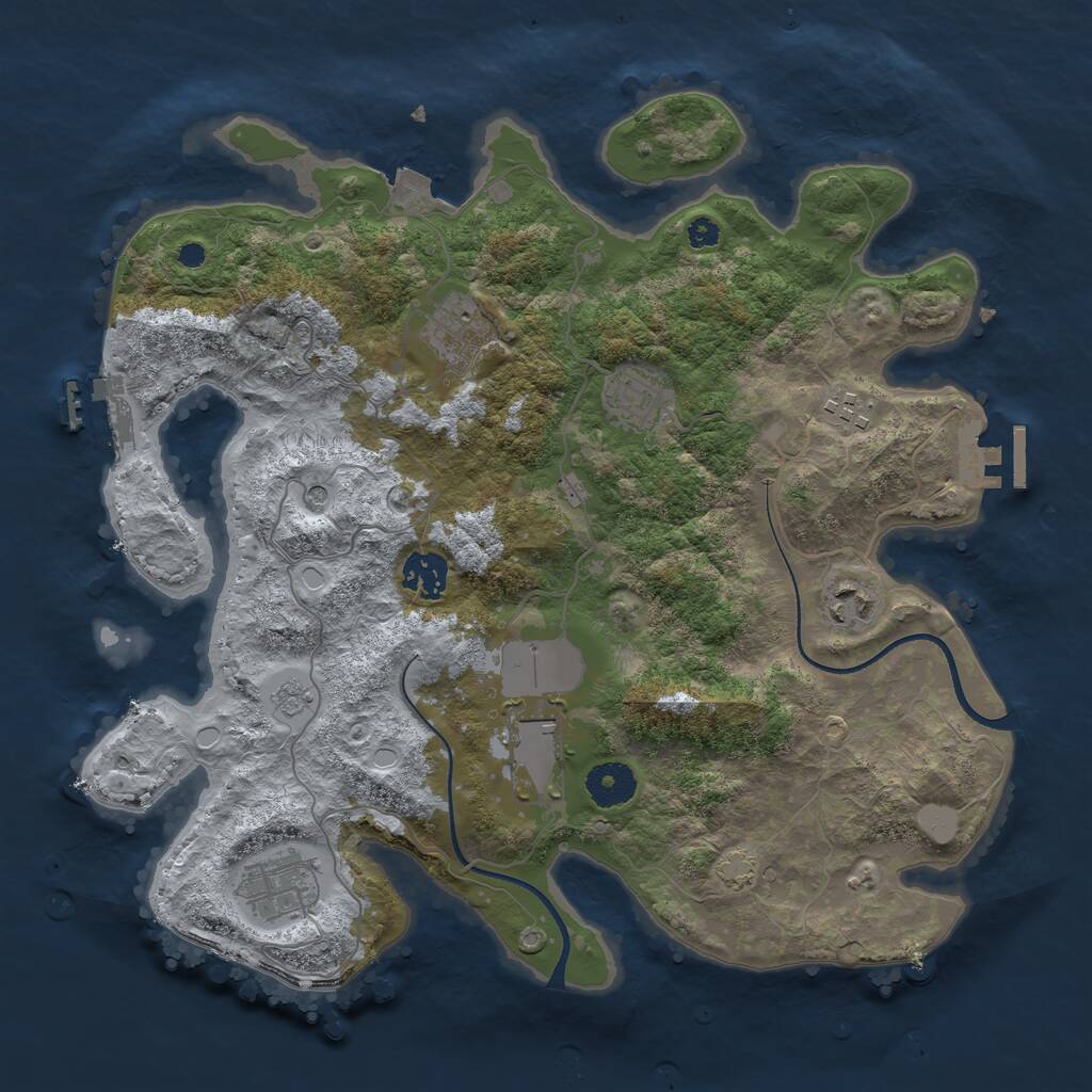 Rust Map: Procedural Map, Size: 3500, Seed: 2100577318, 13 Monuments