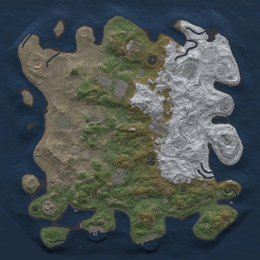Rust Map: Procedural Map, Size: 4000, Seed: 564654, 20 Monuments