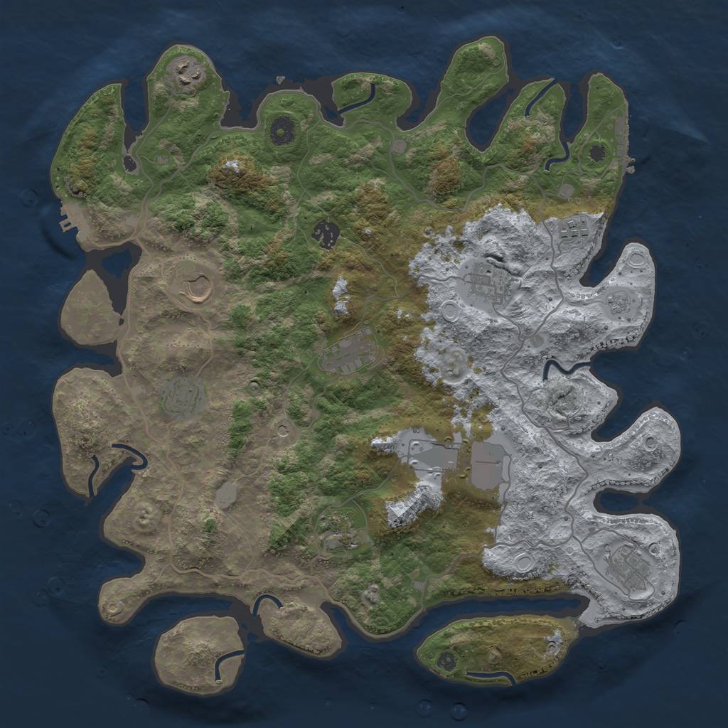 Rust Map: Procedural Map, Size: 4000, Seed: 266055077, 19 Monuments