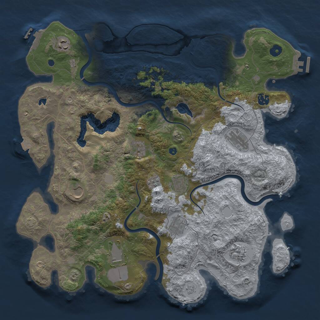Rust Map: Procedural Map, Size: 4050, Seed: 1010307359, 16 Monuments