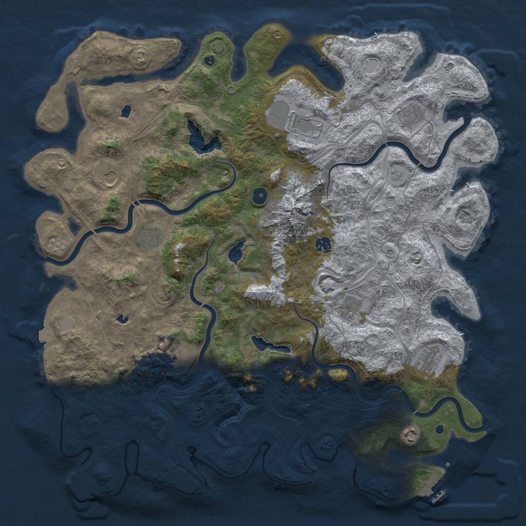 Rust Map: Procedural Map, Size: 5000, Seed: 4002, 16 Monuments