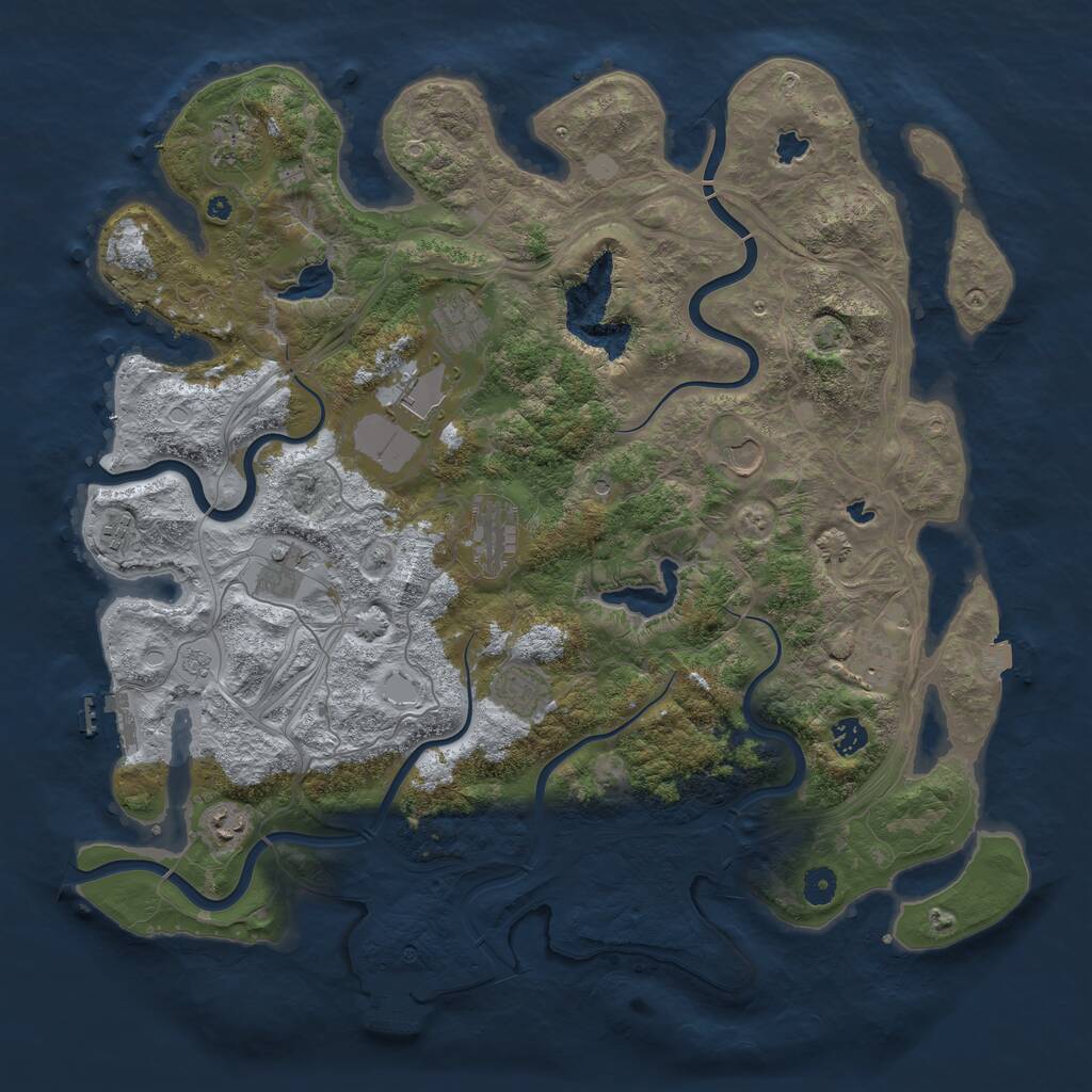 Rust Map: Procedural Map, Size: 4500, Seed: 399226520, 17 Monuments