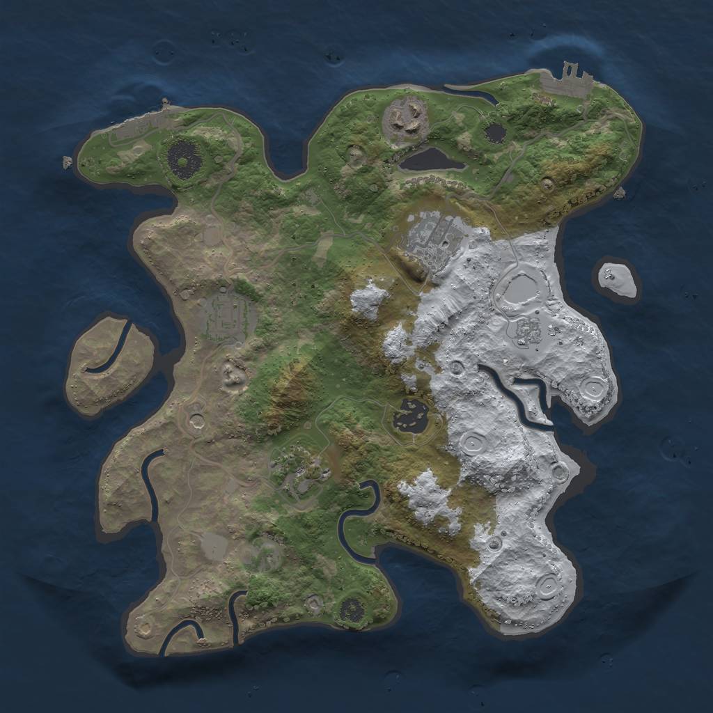 Rust Map: Procedural Map, Size: 3000, Seed: 1720599290, 14 Monuments