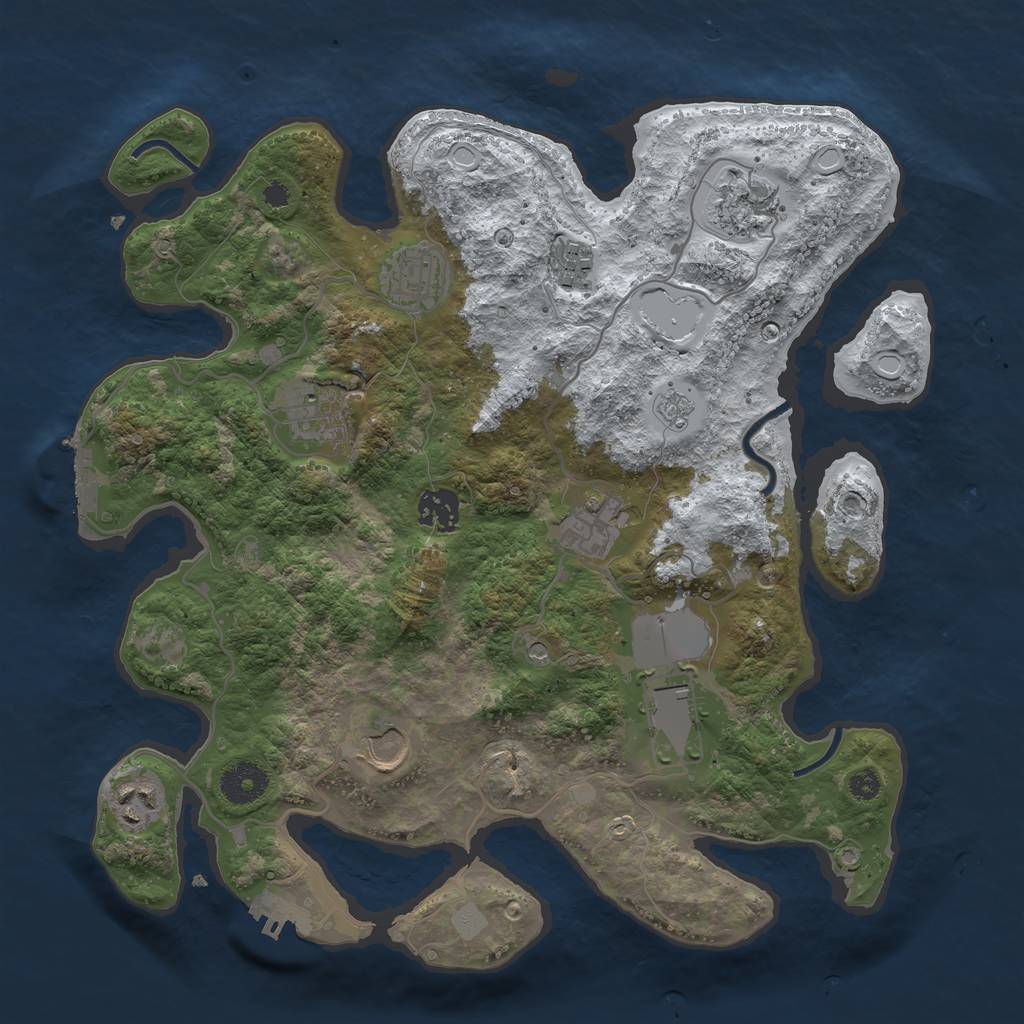 Rust Map: Procedural Map, Size: 3500, Seed: 999840656, 18 Monuments