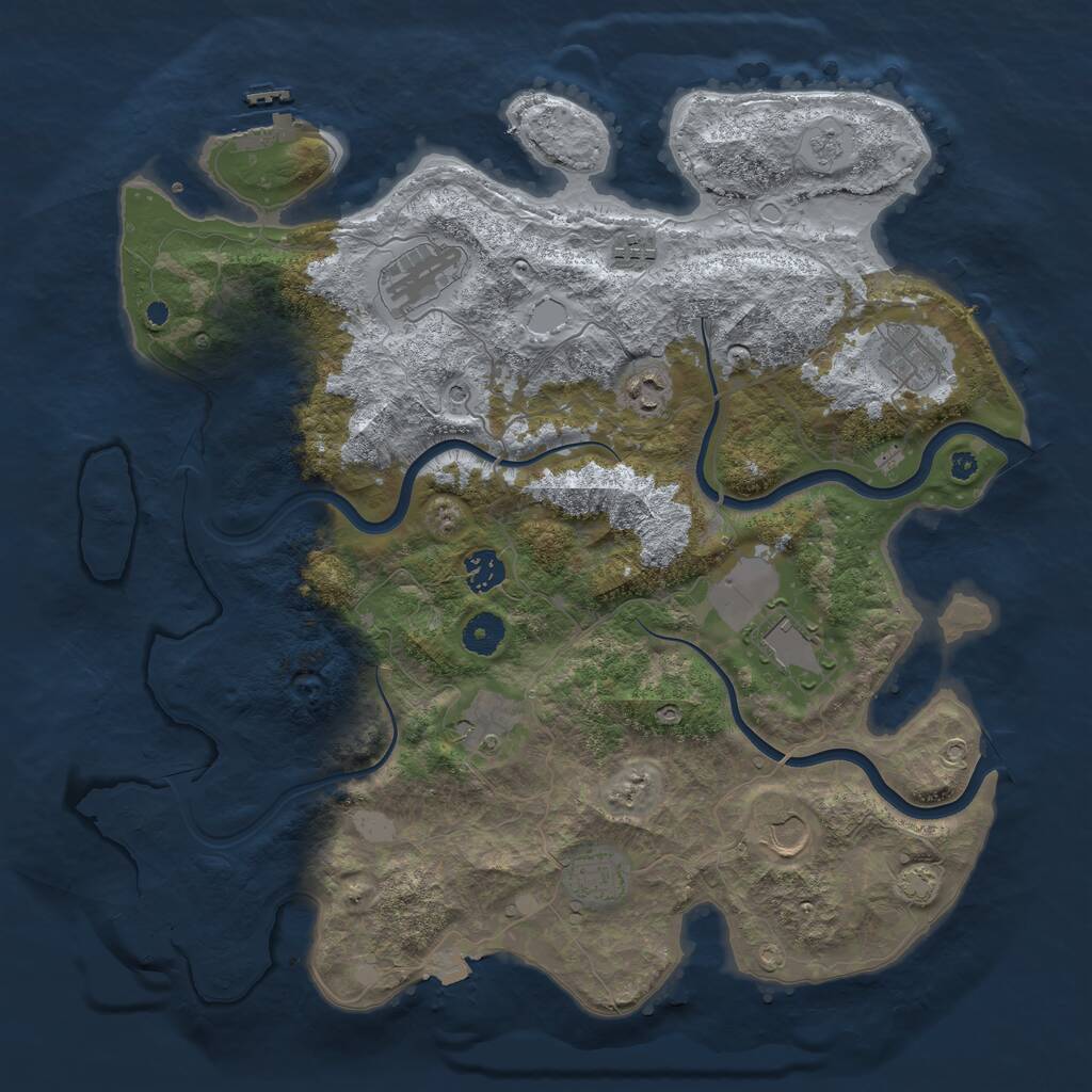 Rust Map: Procedural Map, Size: 3950, Seed: 859703635, 15 Monuments