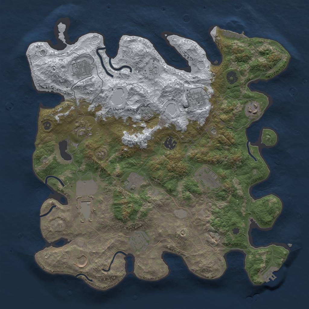 Rust Map: Procedural Map, Size: 3800, Seed: 1230913339, 20 Monuments