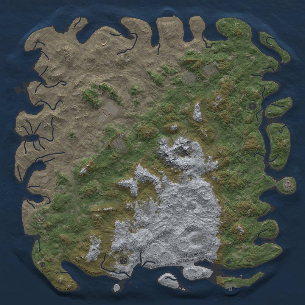 Rust Map: Procedural Map, Size: 6000, Seed: 251675, 20 Monuments