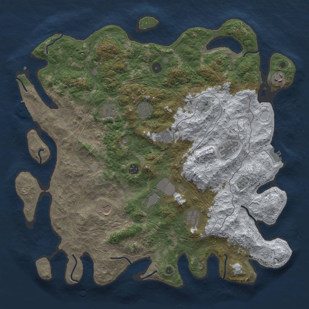 Rust Map: Procedural Map, Size: 4500, Seed: 48485255, 19 Monuments