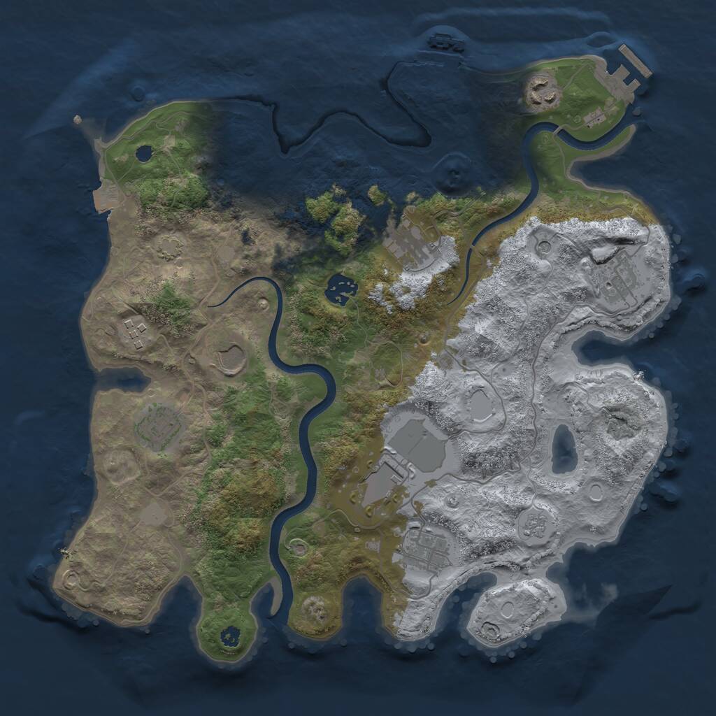 Rust Map: Procedural Map, Size: 3500, Seed: 1194465438, 15 Monuments