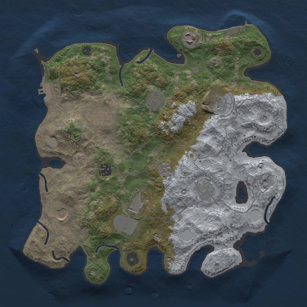 Rust Map: Procedural Map, Size: 3500, Seed: 1194465438, 18 Monuments