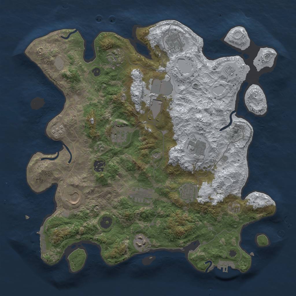 Rust Map: Procedural Map, Size: 3700, Seed: 395451578, 20 Monuments