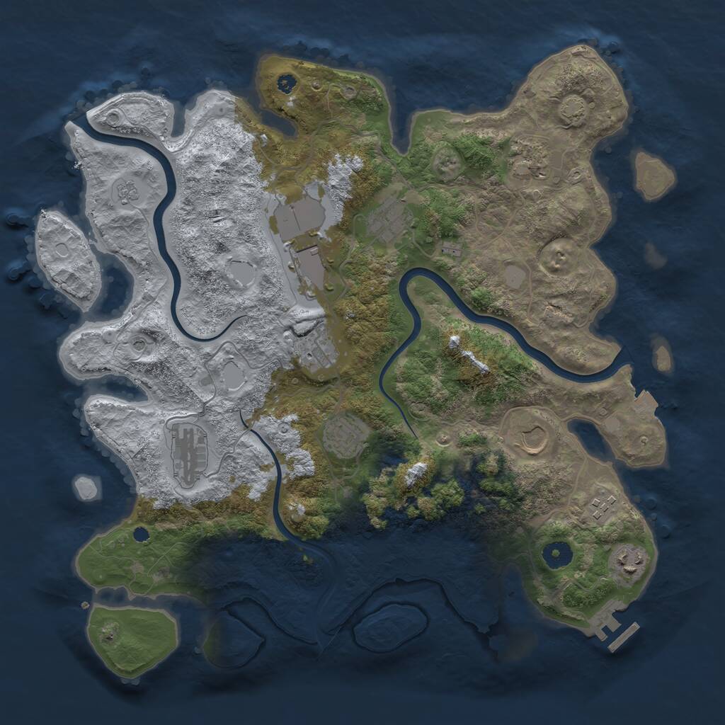 Rust Map: Procedural Map, Size: 3850, Seed: 202264316, 14 Monuments