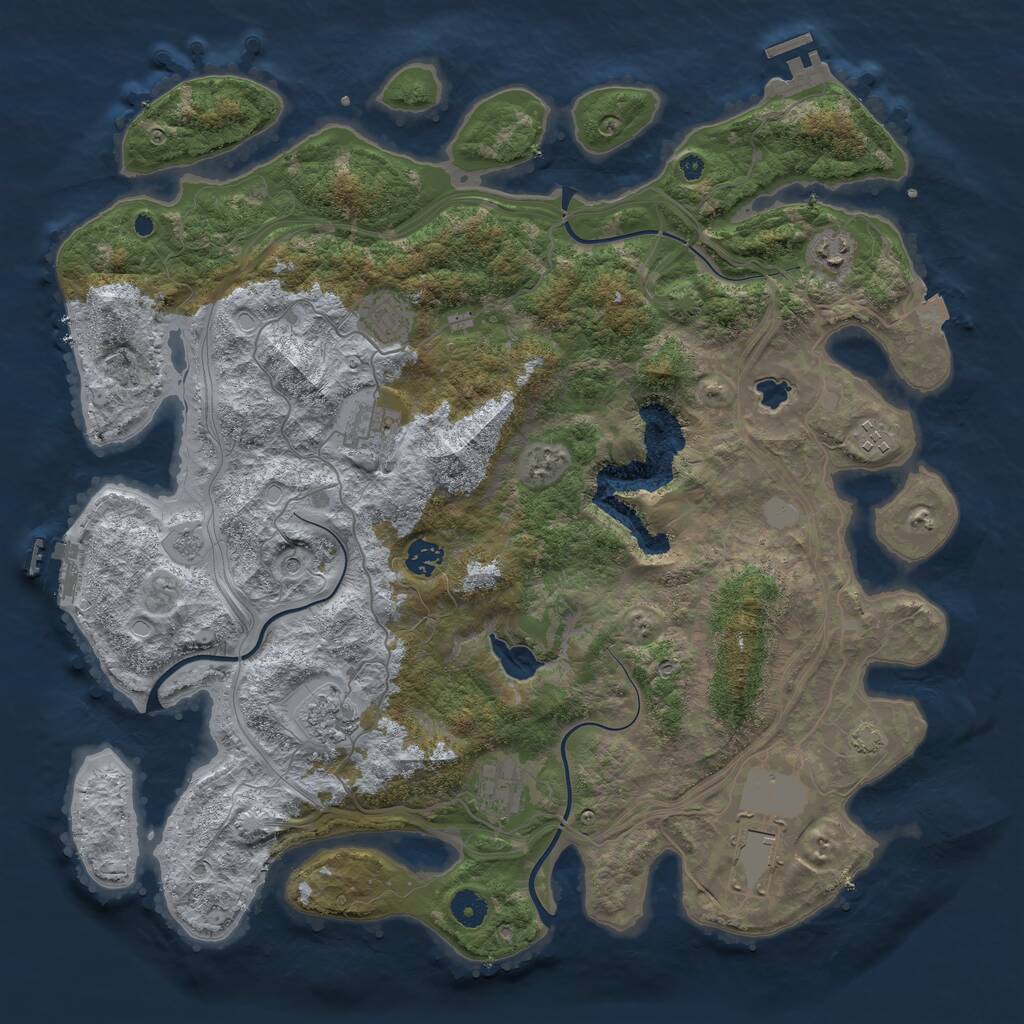 Rust Map: Procedural Map, Size: 4250, Seed: 448082397, 14 Monuments