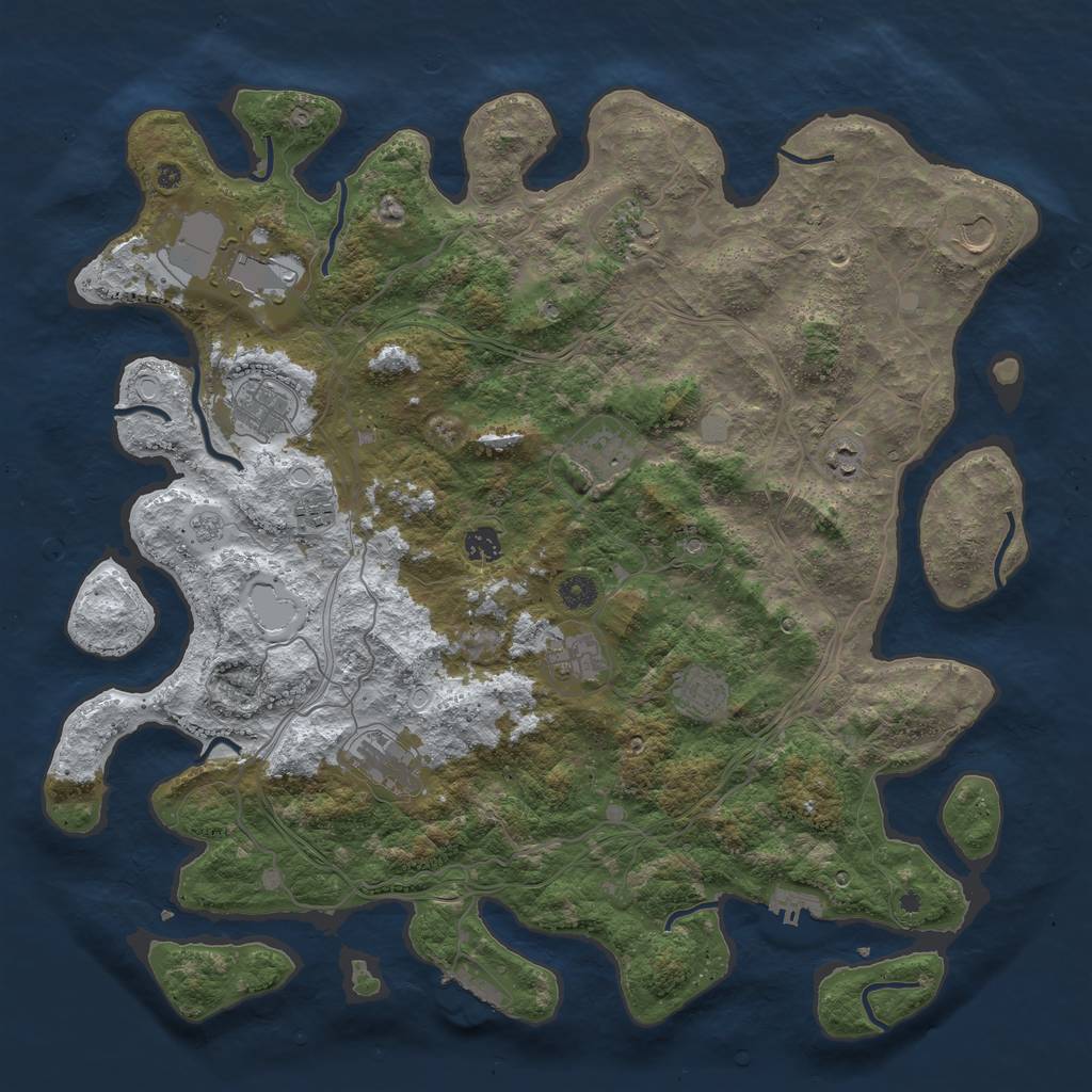Rust Map: Procedural Map, Size: 4500, Seed: 132832751, 20 Monuments