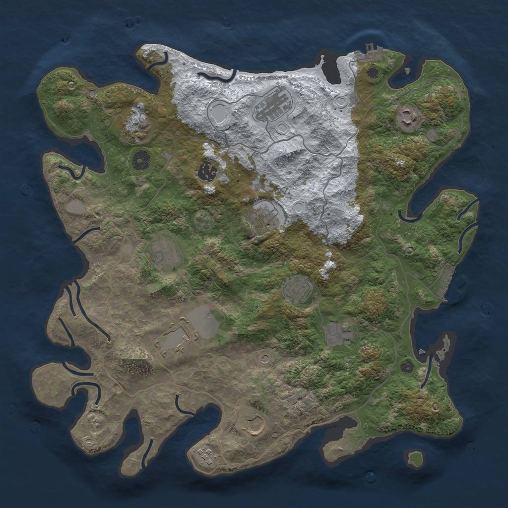 Rust Map: Procedural Map, Size: 4000, Seed: 2113586472, 19 Monuments
