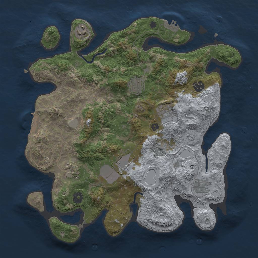 Rust Map: Procedural Map, Size: 3500, Seed: 455310369, 13 Monuments