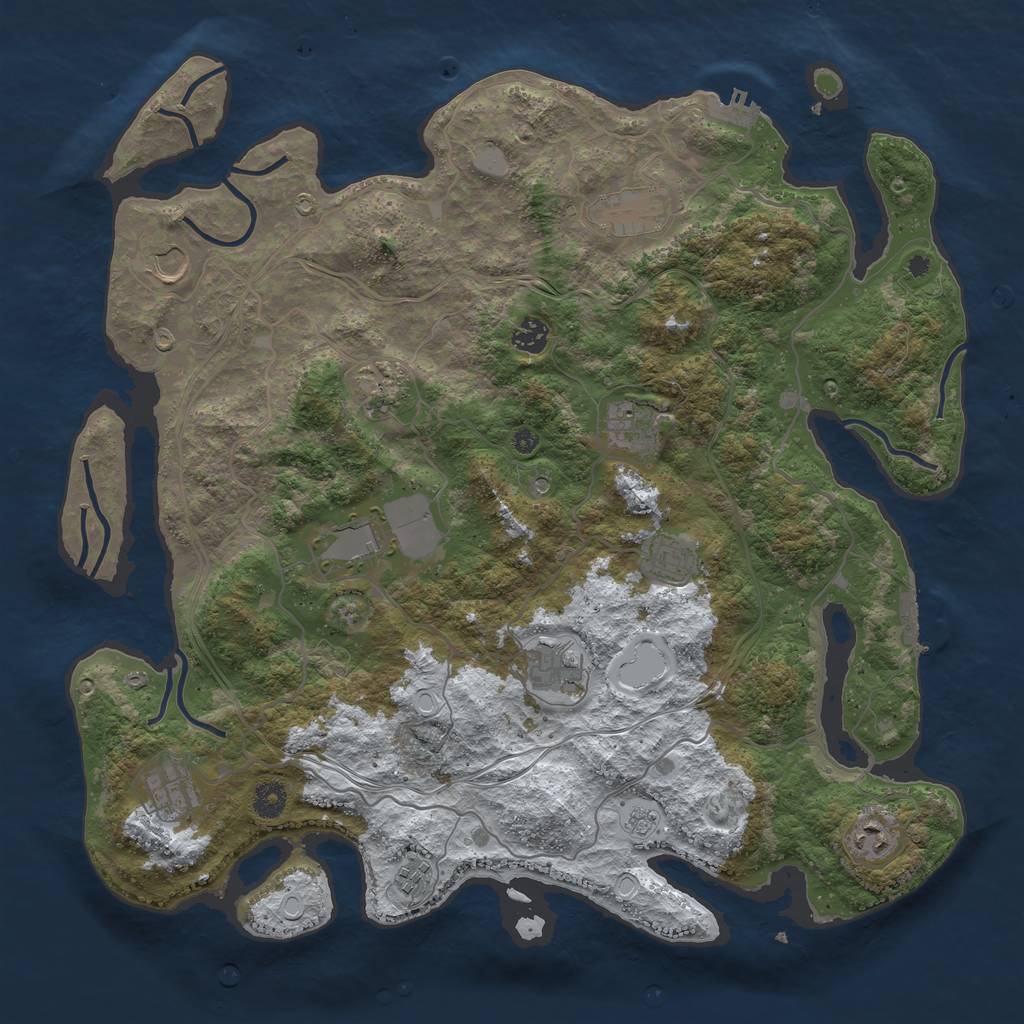 Rust Map: Procedural Map, Size: 4250, Seed: 714651870, 20 Monuments