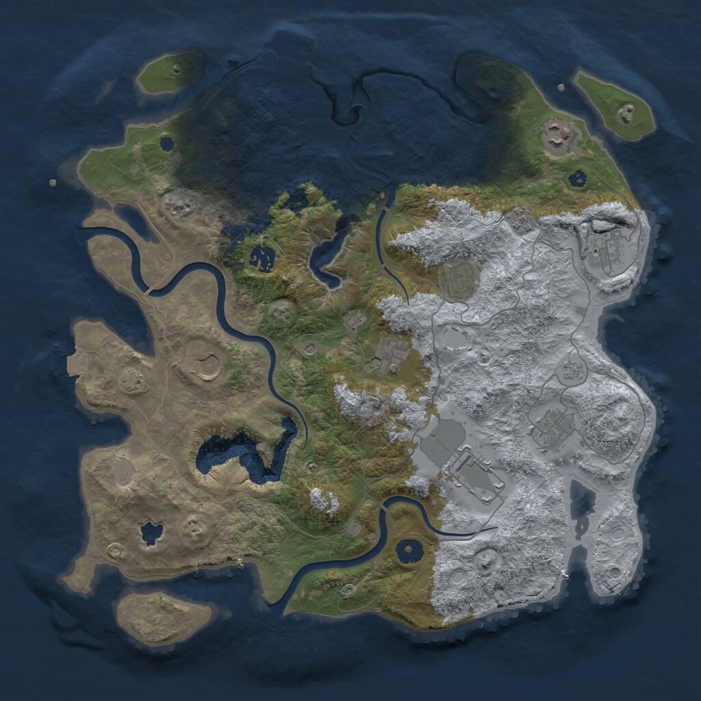 Rust Map: Procedural Map, Size: 4000, Seed: 483184456, 14 Monuments