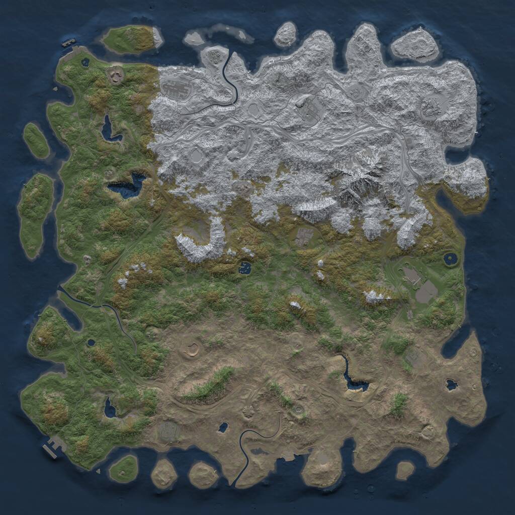 Rust Map: Procedural Map, Size: 6000, Seed: 44433370, 17 Monuments