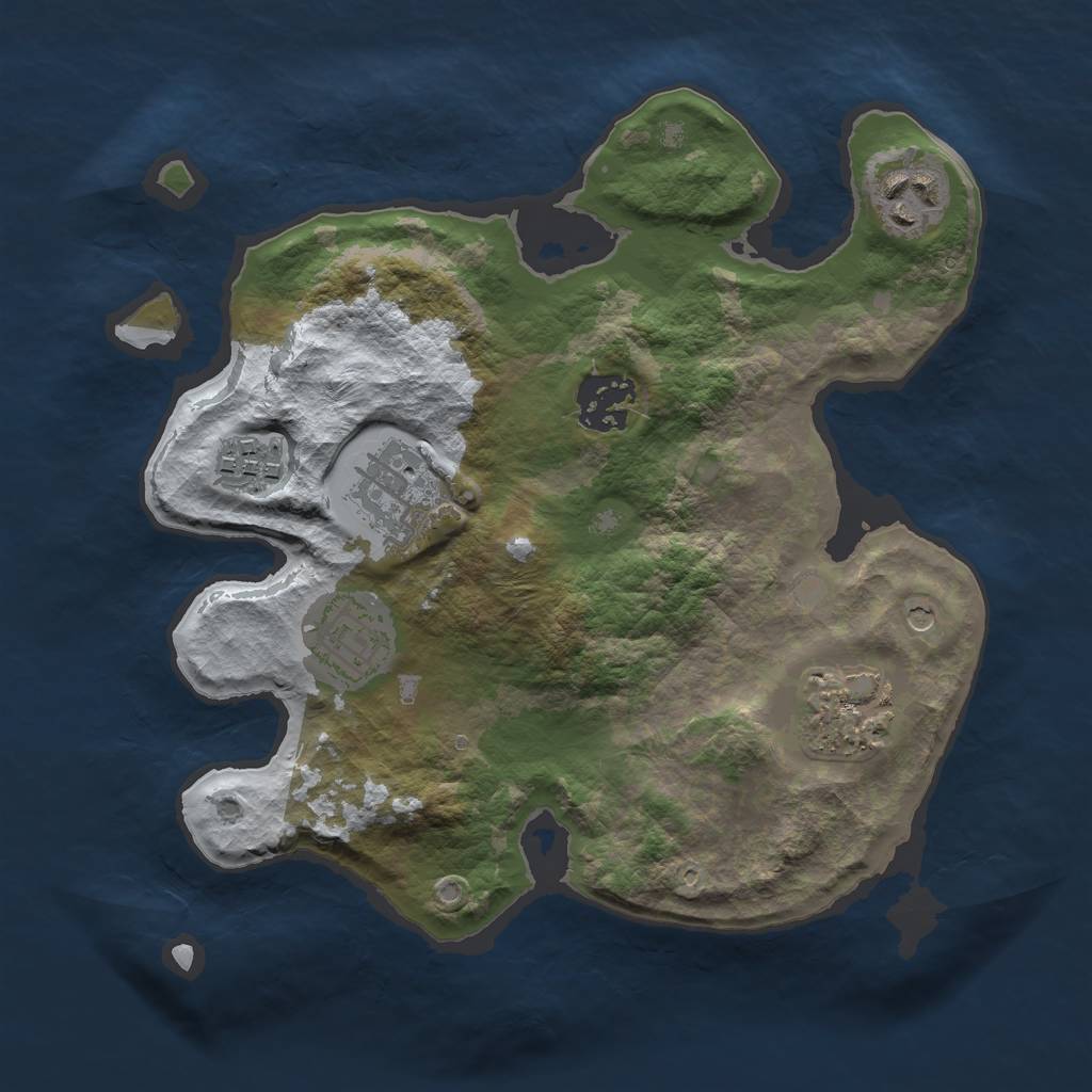 Rust Map: Barren, Size: 2700, Seed: 1245629084, 9 Monuments