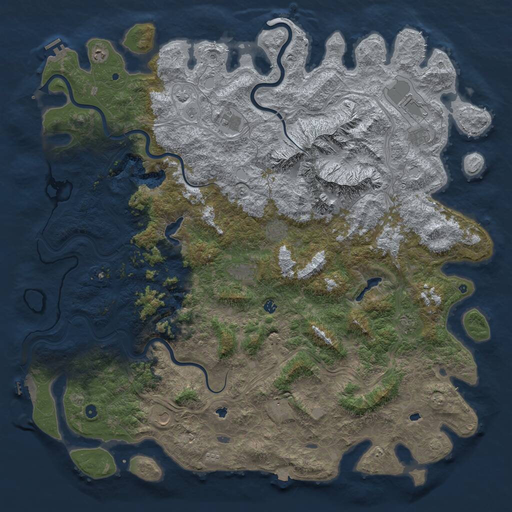 Rust Map: Procedural Map, Size: 6000, Seed: 463822, 17 Monuments