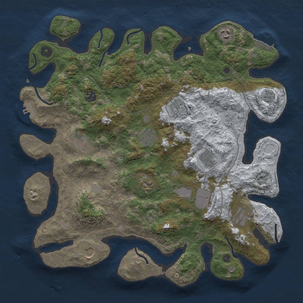 Rust Map: Procedural Map, Size: 4000, Seed: 5173, 20 Monuments