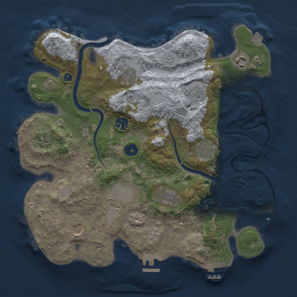 Rust Map: Procedural Map, Size: 3500, Seed: 864699406, 16 Monuments