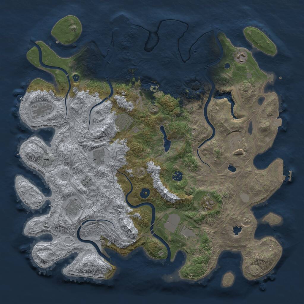 Rust Map: Procedural Map, Size: 4500, Seed: 646, 16 Monuments