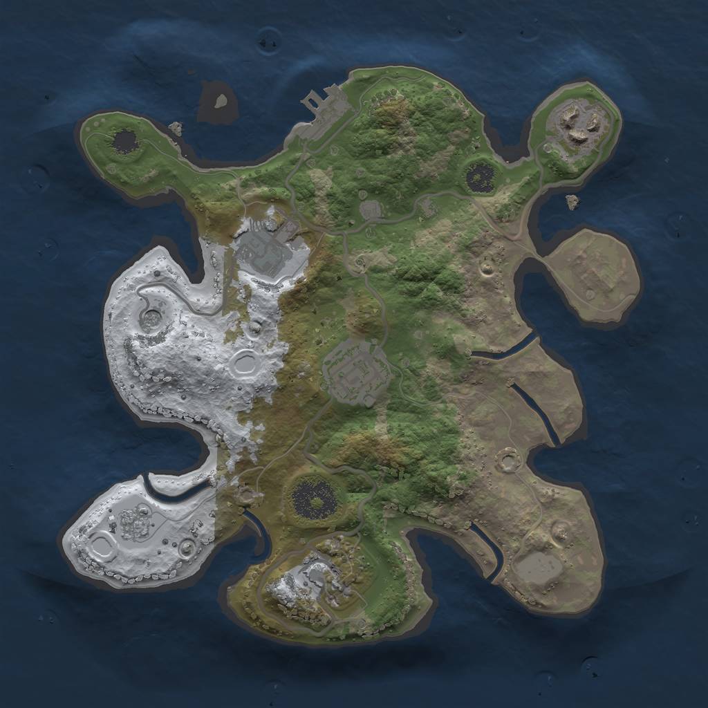 Rust Map: Procedural Map, Size: 2500, Seed: 1616345063, 12 Monuments