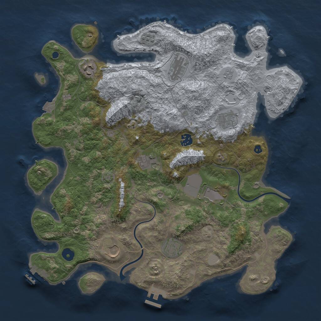 Rust Map: Procedural Map, Size: 3885, Seed: 13825, 15 Monuments