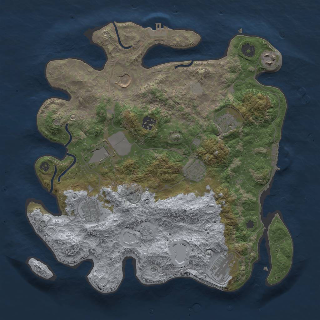 Rust Map: Procedural Map, Size: 3500, Seed: 665025418, 17 Monuments