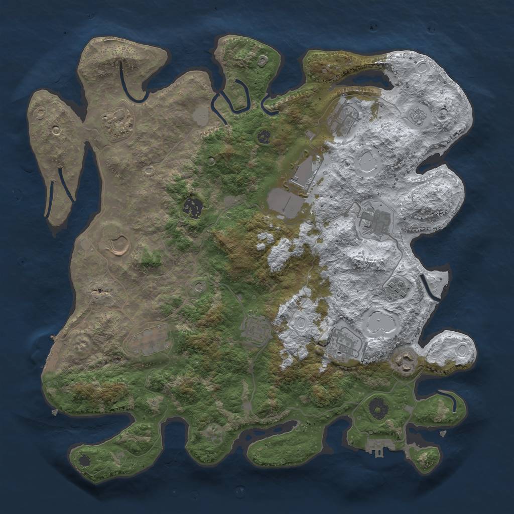 Rust Map: Procedural Map, Size: 3850, Seed: 1202242858, 20 Monuments