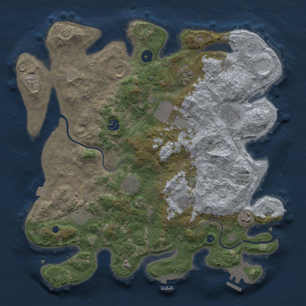 Rust Map: Procedural Map, Size: 3850, Seed: 1202242858, 16 Monuments