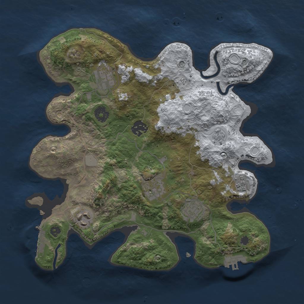 Rust Map: Procedural Map, Size: 3000, Seed: 103277598, 14 Monuments