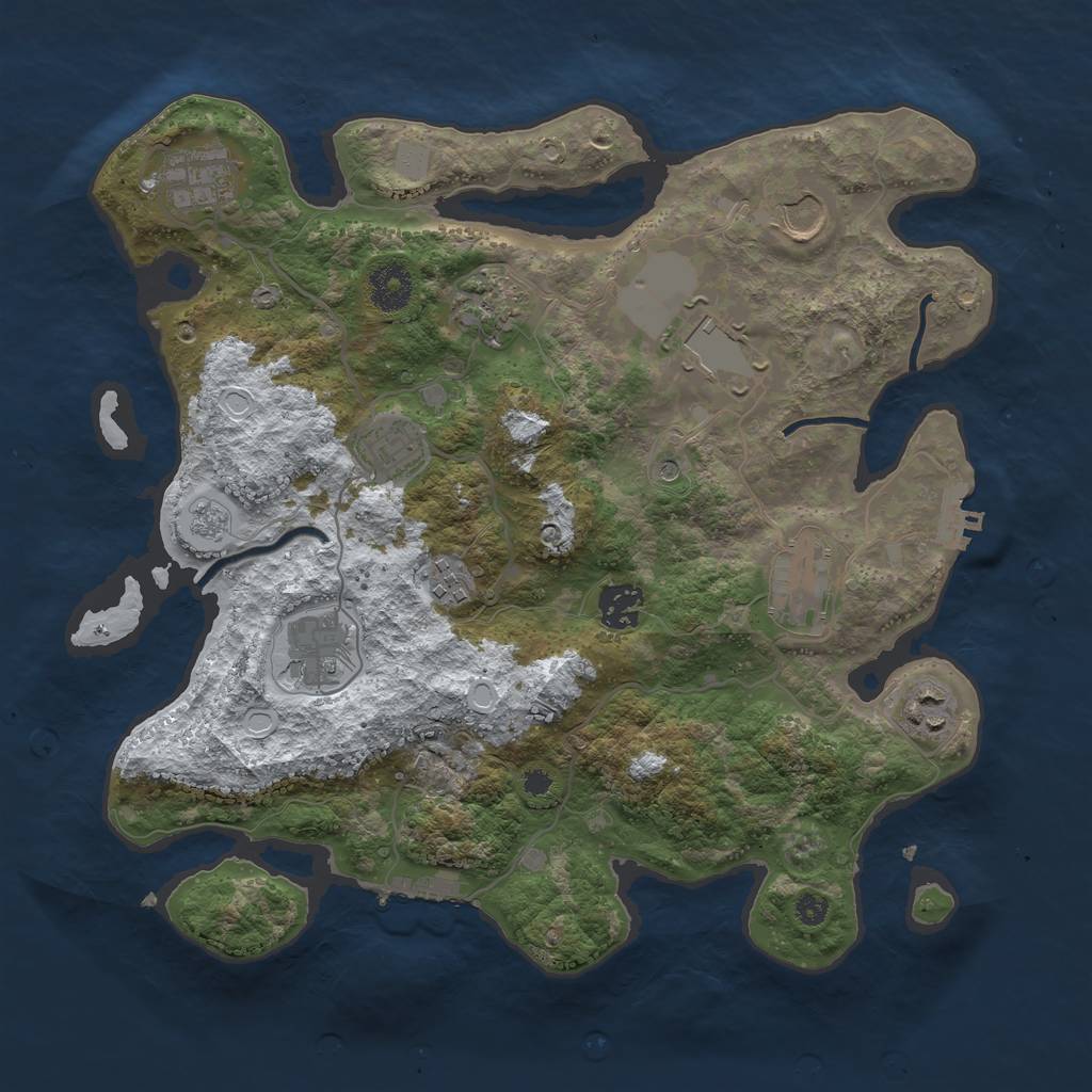 Rust Map: Procedural Map, Size: 3500, Seed: 2244, 19 Monuments