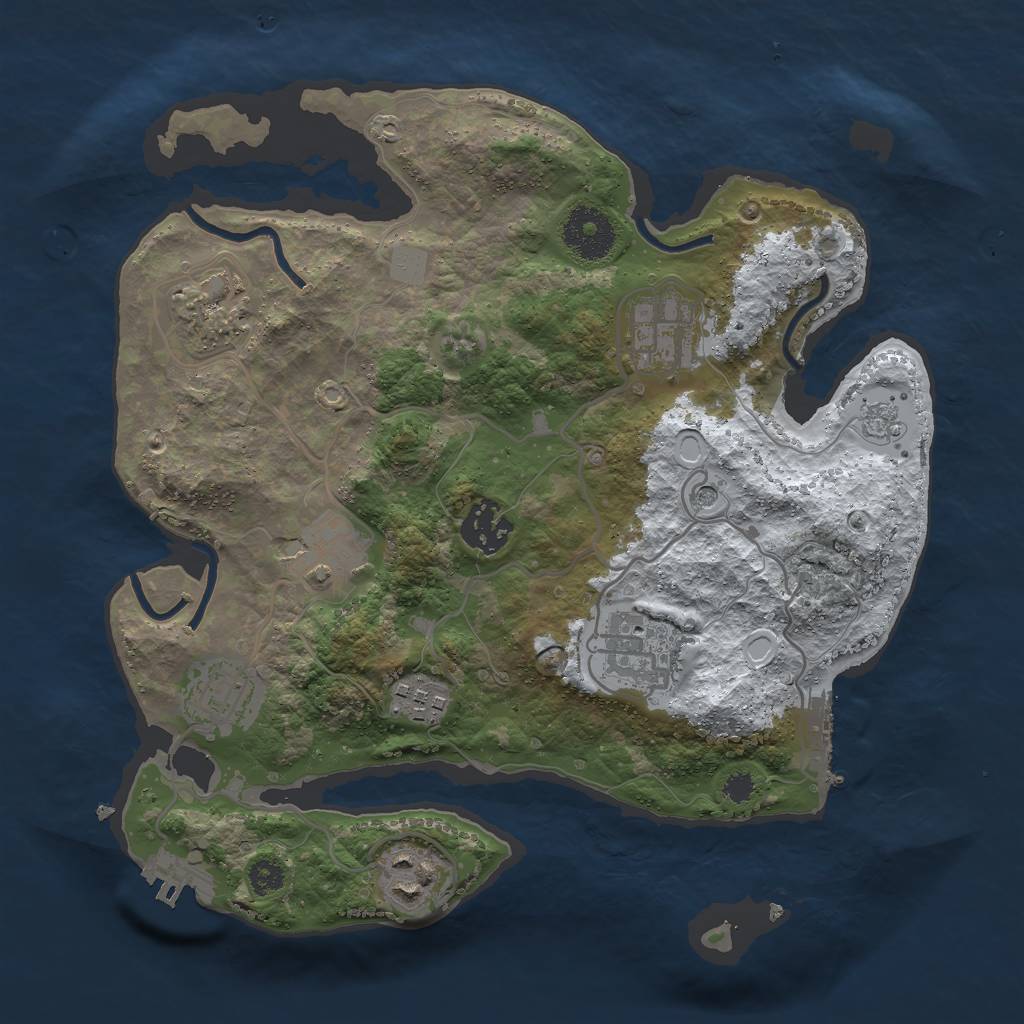 Rust Map: Procedural Map, Size: 3000, Seed: 1409168079, 17 Monuments