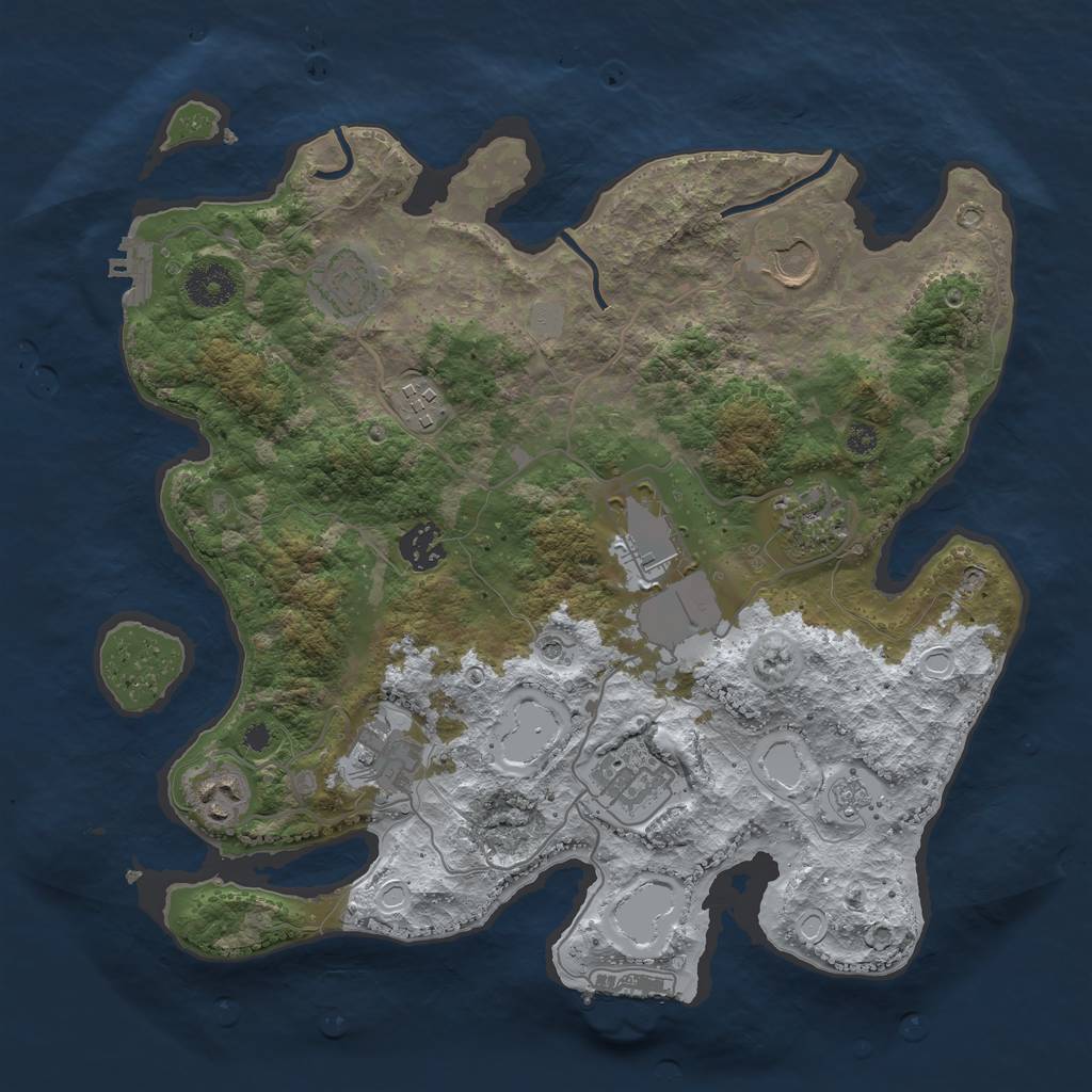 Rust Map: Procedural Map, Size: 3500, Seed: 746493241, 18 Monuments