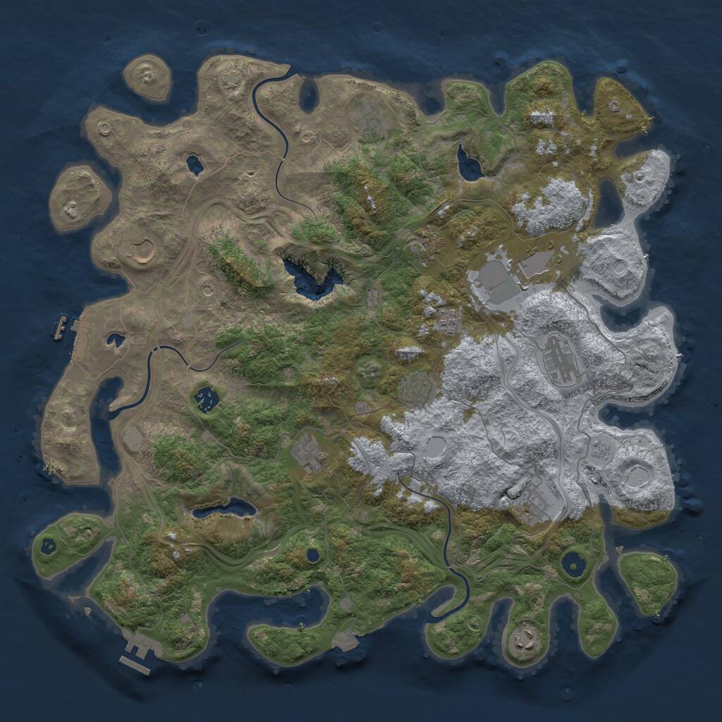 Rust Map: Procedural Map, Size: 4500, Seed: 654153329, 17 Monuments
