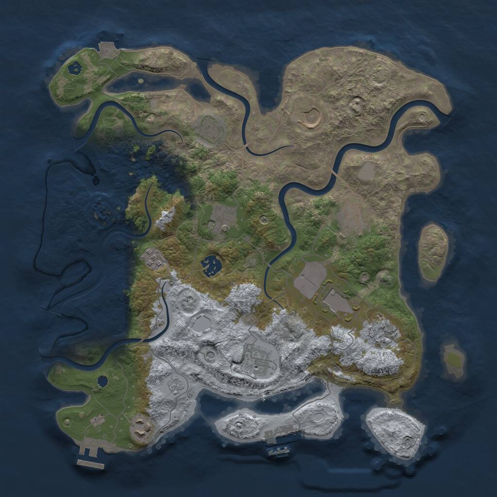 Rust Map: Procedural Map, Size: 3700, Seed: 88615, 16 Monuments