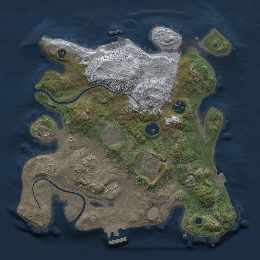 Rust Map: Procedural Map, Size: 3000, Seed: 1084446747, 9 Monuments