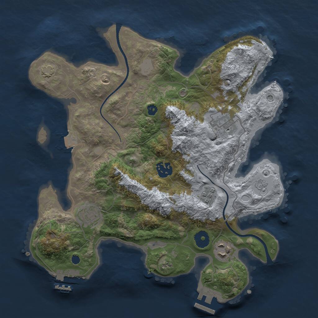 Rust Map: Procedural Map, Size: 3000, Seed: 155119307, 10 Monuments